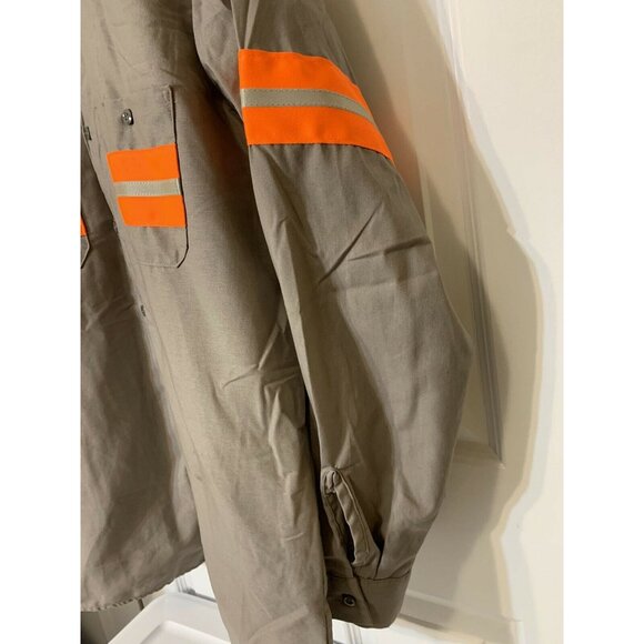 Soft Comfort By Unifirst Gray Orange Safety Work Mechanic Tow‎ Button Shirt Sz M - Picture 5 of 8